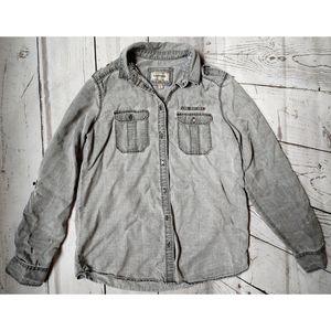 Express Boyfriend Grey Button-Down Shirt